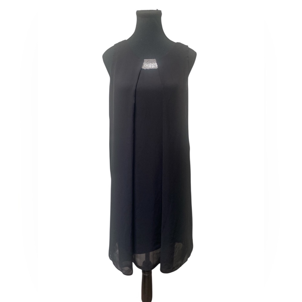 Chic Black Sleeveless Midi Dress 8 GUC